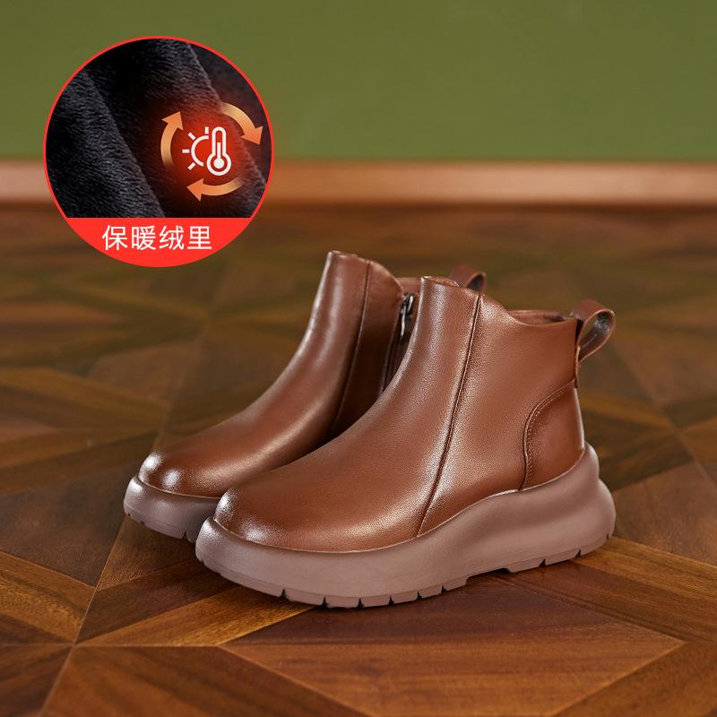 

Cowhide Martin boots women s 2025 new autumn and winter soft sole retro size spring and autumn single boots brown short boots children 41