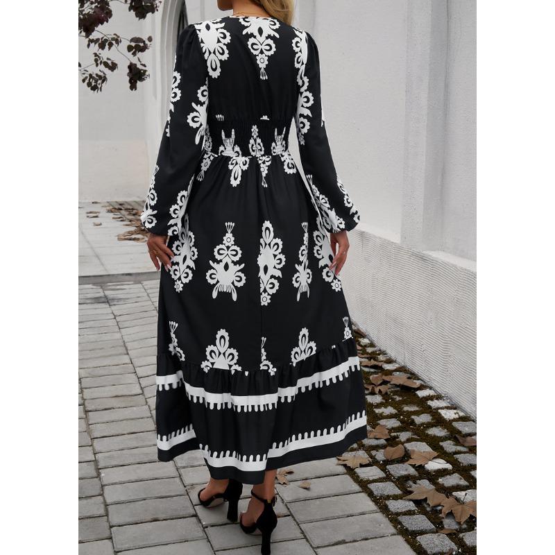 Women's Dresses Elegant Printed V Neck A-line Dresses
