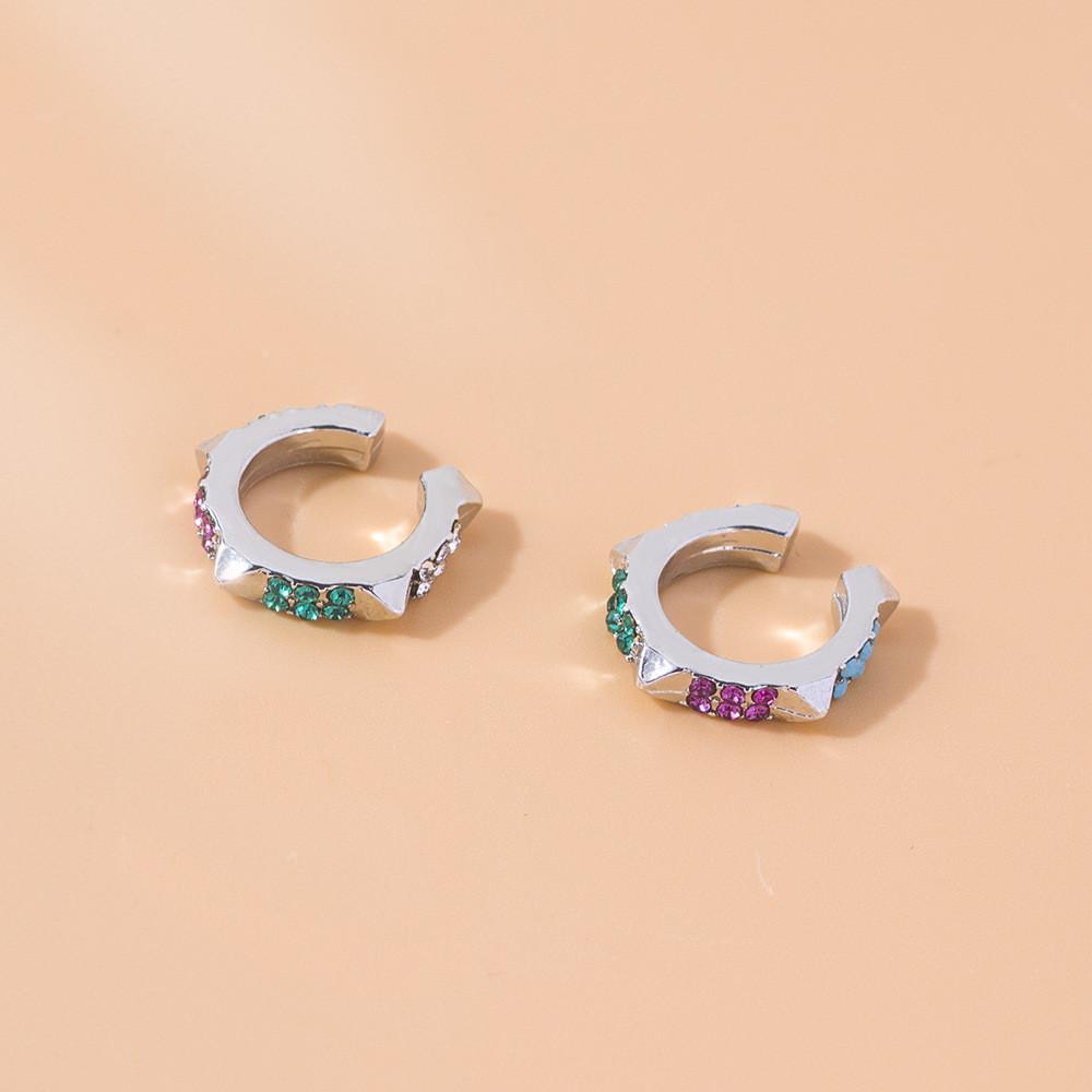 Alloy Geometric Elegant Ear Cuffs With Colorful Rhinestones For Women Trendy