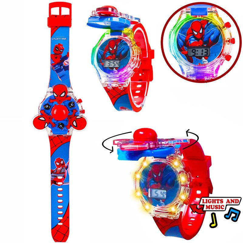 Deluxe Children's Cartoon Music Watch with Colorful Luminous Rotating Gyro - Electronic Toy Gift