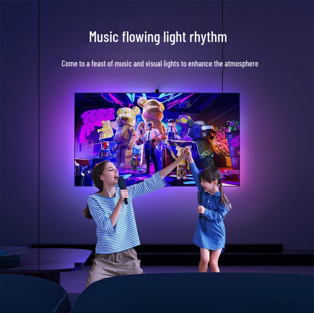 Streamer's RGB Sync Light Strip: Ambient Neon Effects for Gaming Monitors with Music Rhythm