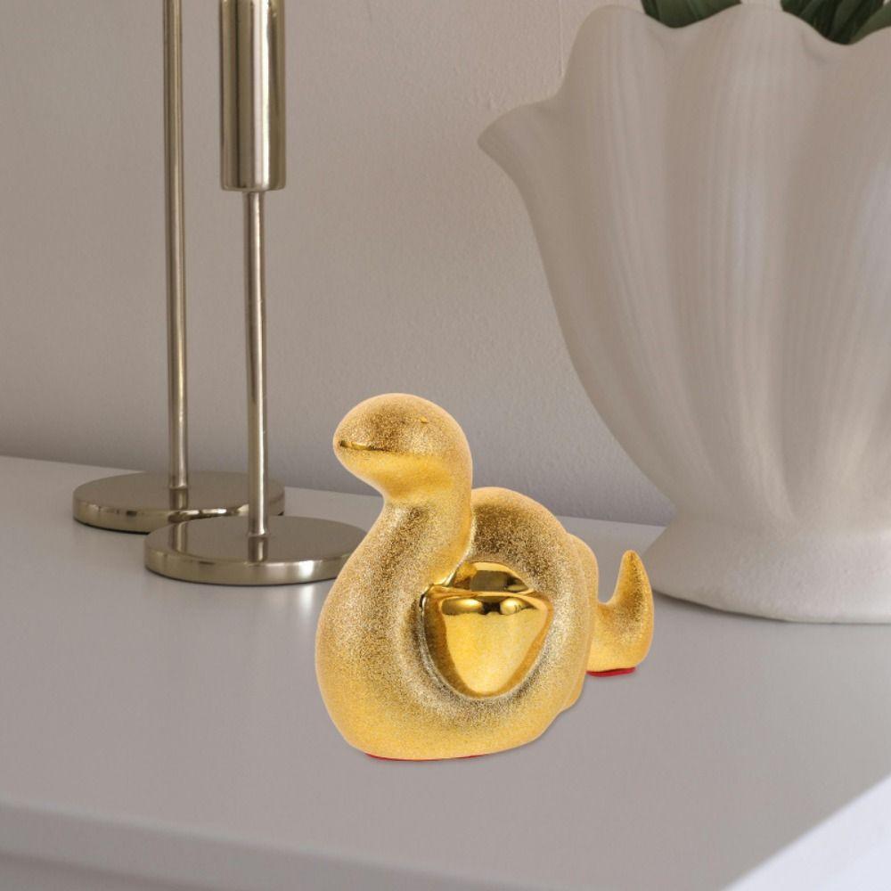 Cute Golden Snake Piggy Bank Unique Desktop Animal Jar Funny Snake Year Ornaments  Collection