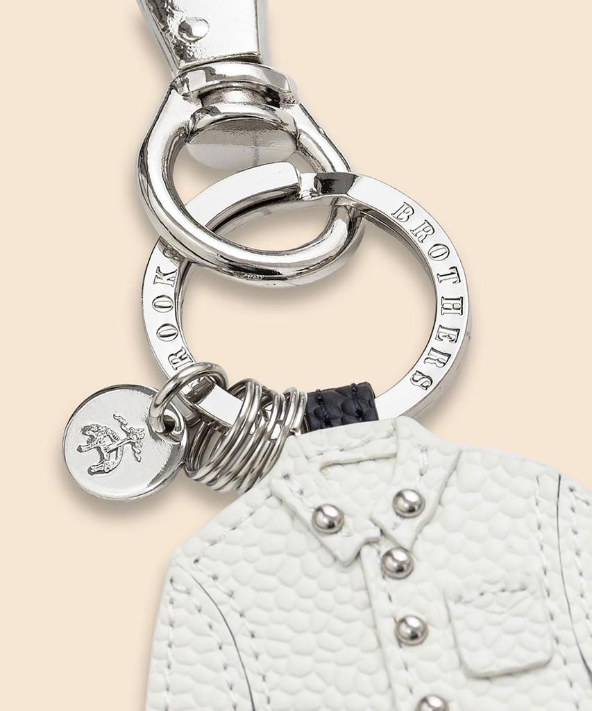 Brooks Brothers P26450330002094 Cow Leather Shirt Key Fob, White, Free Size