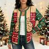 Women's Long Sleeve Christmas Print Cardigan Sweater, Casual Open Front Outerwear for Holiday