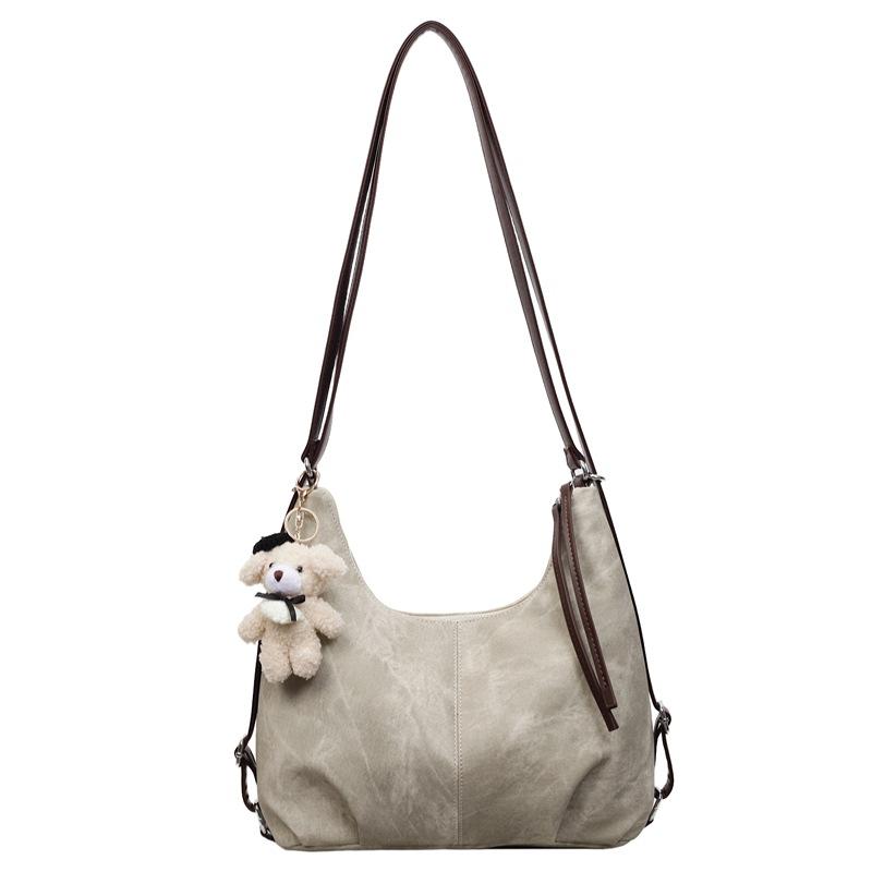 Korean Texture Women's Tote Bag 2026 Large Capacity Cute Pendant One-shoulder Crossbody Bag Casual Underarm Bag