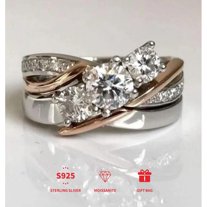 silver Moissanite ring, wedding anniversary gift, surprise gift for wife, elegant and luxurious women's ring