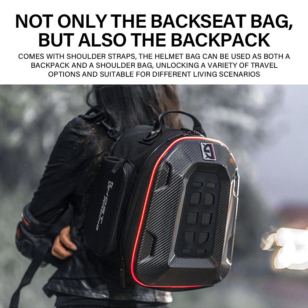 Multi-Function LED Motorcycle Helmet Storage Bag Multi-Function Tail Bag Waterproof With Anti-Theft Password Lock