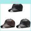 Casquette d'hiver d'extérieur pour personnes âgées avec cache-oreilles en cuir PU coupe-vent Casquette de baseball avec ajustement réglable