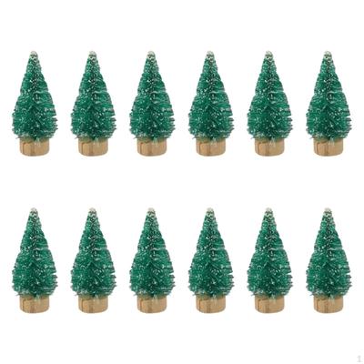 12 Pieces Small Christmas Tree Ornaments Miniature Trees Collectible Crafts Xmas for Office