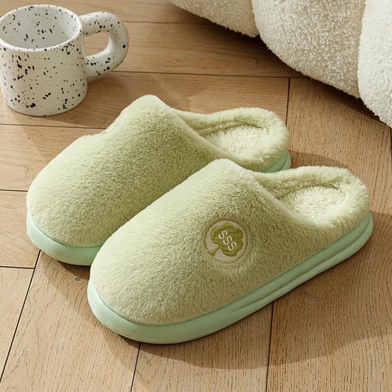 

Cotton slippers can be worn outside for men and women in autumn and winter, indoor home non-slip thick-bottomed warm plush slippers Size 36-37 [Size 1-2 smaller shoes]
