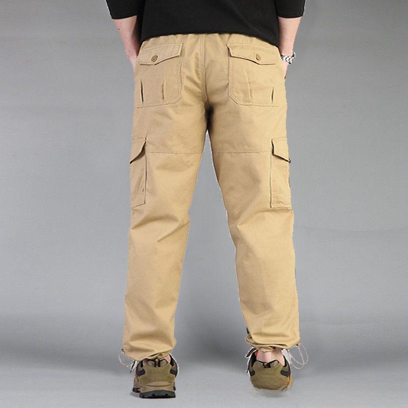 Men's Multi-pocket Cotton Cargo Pants: Spring/Autumn Loose Fit