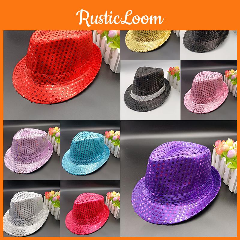 Trilby Hat Sequin Cap Sequinned Dance Party Costume Mj Jazz Fedora Performance