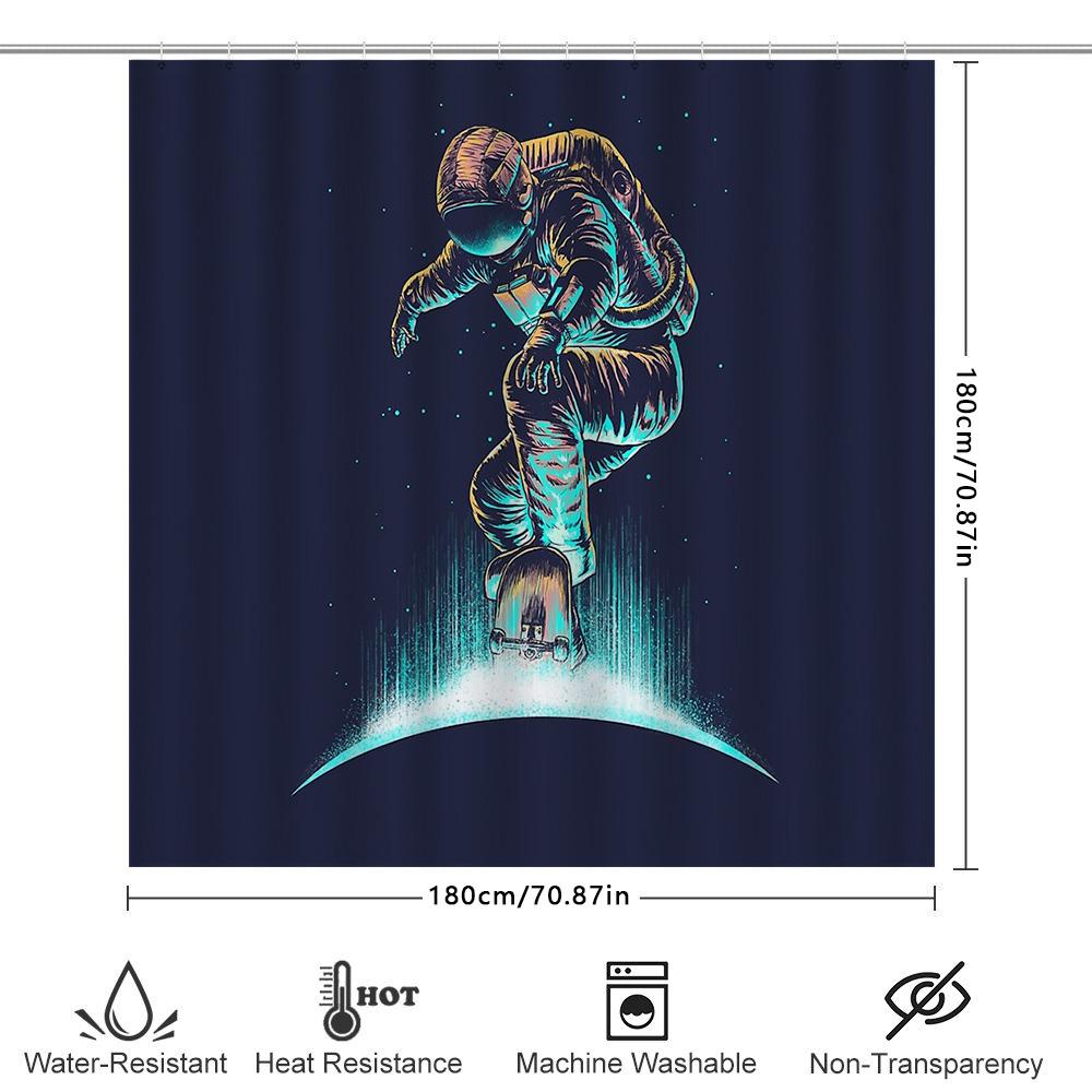 Galaxy Skateboard Shower Curtain Space Universe Cosmic Starry Night Decor For Bathroom