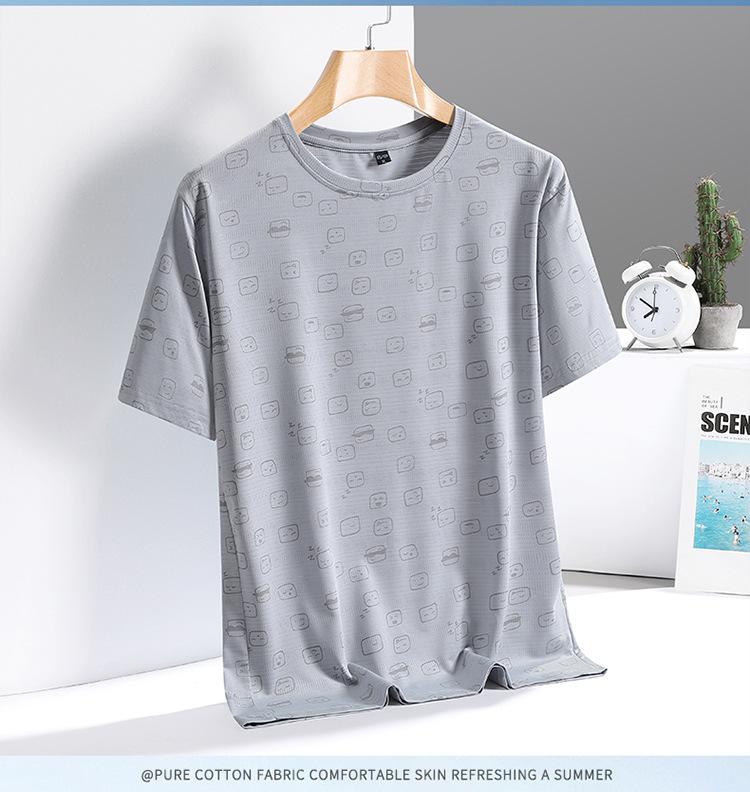 Summer Ice Sensation Cooling Elastic Ice Silk Short Sleeved Casual Versatile T-shirt for Men, Cool Sensation Anti Wrinkle and Antibacterial