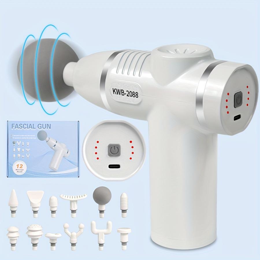 

A Portable Handheld 8-gear Massage Gun with 12 Replaceable Heads for Deep Tissue Massage for Travel Office household белый