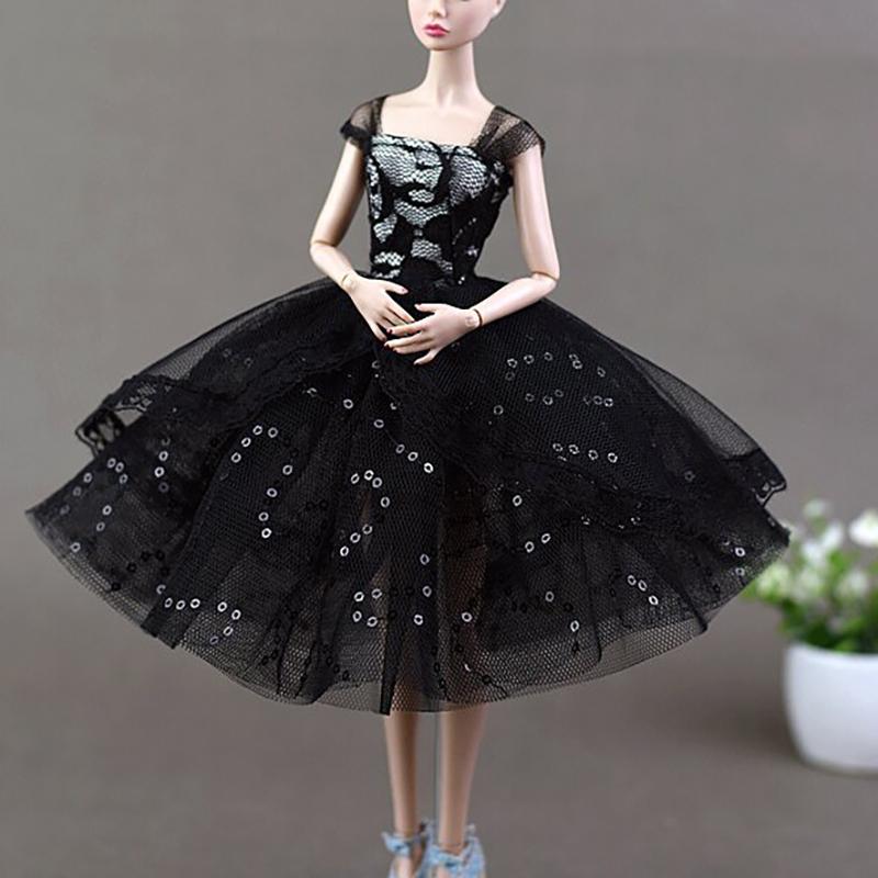 Mini Black Princess Doll Dress Wedding Dress Fluffy Skirt Multilayer Lace Tutu Dotted Doll Dress For Dolls Party Dress Clothes