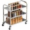 Stainless Steel 3 Tier Rolling Kitchen Service Cart Catering Storage Trolley Island Utility with Locking Wheels for Hotels Restaurants 85L X 45D X