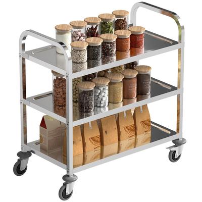 Kitchen Trolley, 3 Shelves, Stainless Steel, 90.5 X 50.5 X 88.2 Cm, Silver
