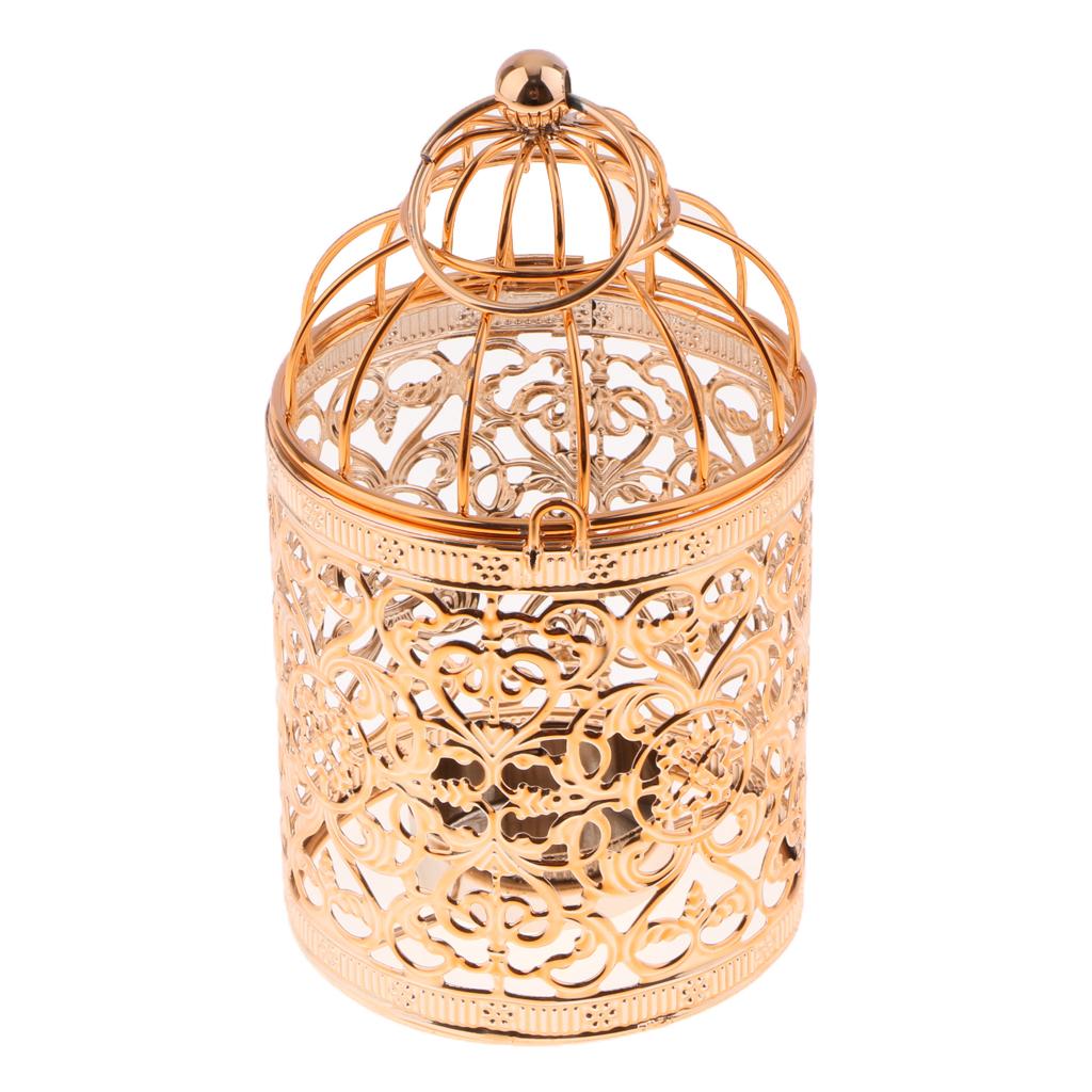 Vintage Birdcage Tealight Candle Holder Iron Decorative Lantern Pillar Candle Stand for Home Wedding Party