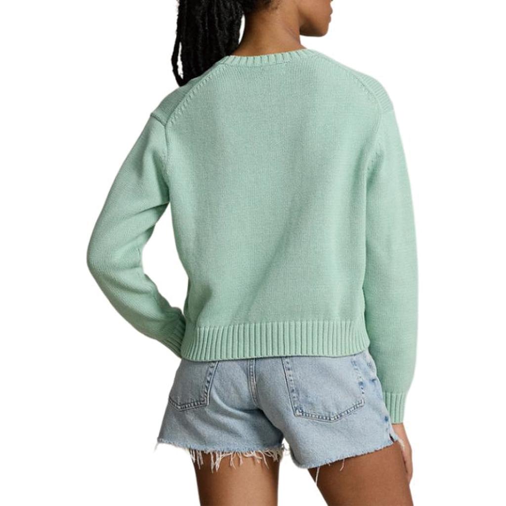 Polo Ralph Lauren SS24 Animal Embroidery Round Neck Loose Fit Pullover Long Sleeve Knit Sweater Women sweater Cerulean WMPOSWENC020947-300