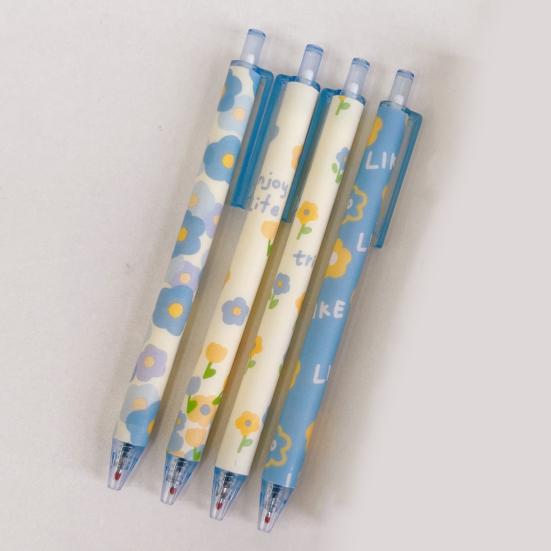 4Pcs Test Pens Clip Design Comfortable Grip Smooth Writing Quick Drying Black Ink 0.5mm Nib Cartoon Push Type Writing Pens for Office