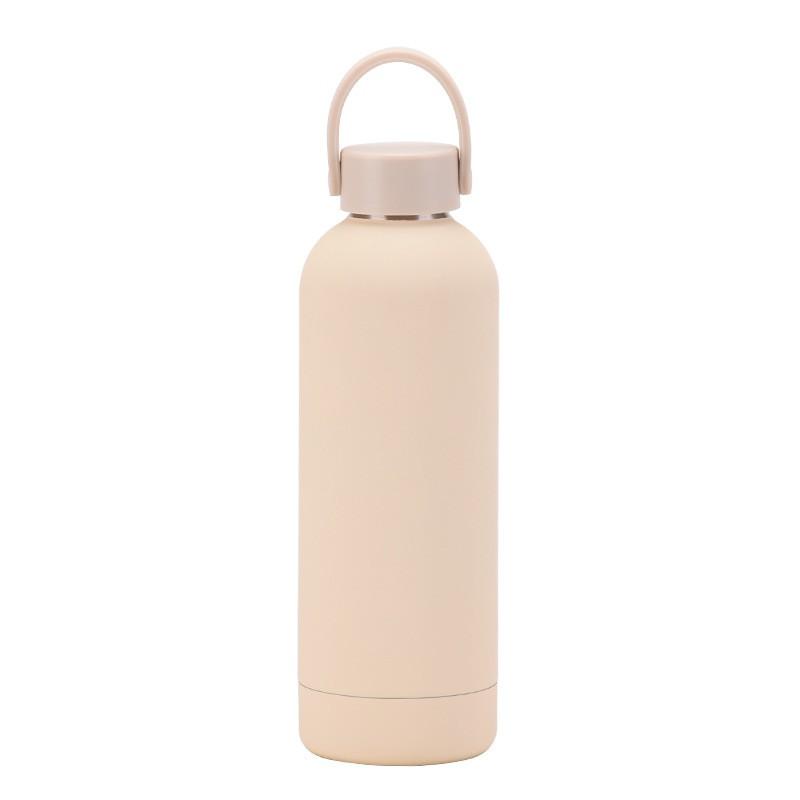 Double-Layer Stainless Steel Vacuum Insulated Travel Mug With Carrying Handle - 500ml Portable Outdoor Water Bottle