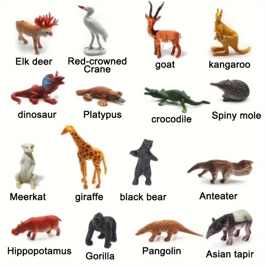 53pcs Mini Jungle Animal Figures Set - Educational Puzzle Toy with Fence & Tree for Youngsters' Birthday, Christmas & Party Learning Fun
