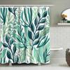 Green Leaves Shower Curtain Modern Floral Design For Bathroom Decor Waterproof Fabric With Hooks Included Set Length