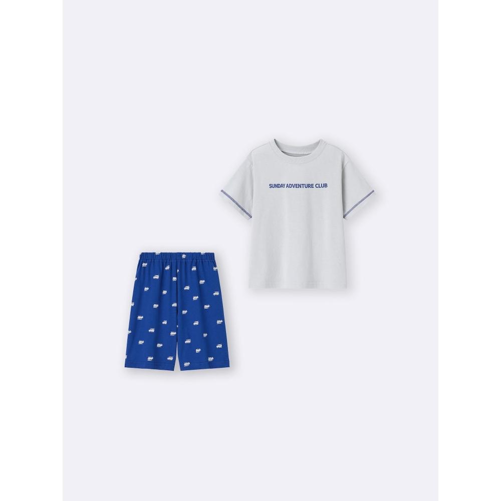 GU by Uniqlo Conjunto de Pijama Infantil Unissex Algodão Manga Curta Shorts Carro