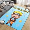 Custom Name,Naruto Uzumaki Home Sofa Decoration for Living Room & Bedroom, Non‑Slip Play Flannel Floor Mat for Game Room