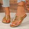 Fashion Flip Flops Women Slippers Rhinestone Floral Pattern Hollow Out Crystal Clip Toe Silver Beach Sandals Golden Strap Sandal