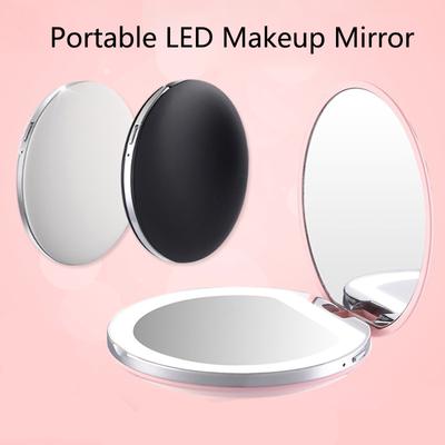 Mini Portable LED Light Makeup Mirror 3X Magnifying HD Mirror with 3 Levels of Brightness USB Charging Travel Foldable Mirror