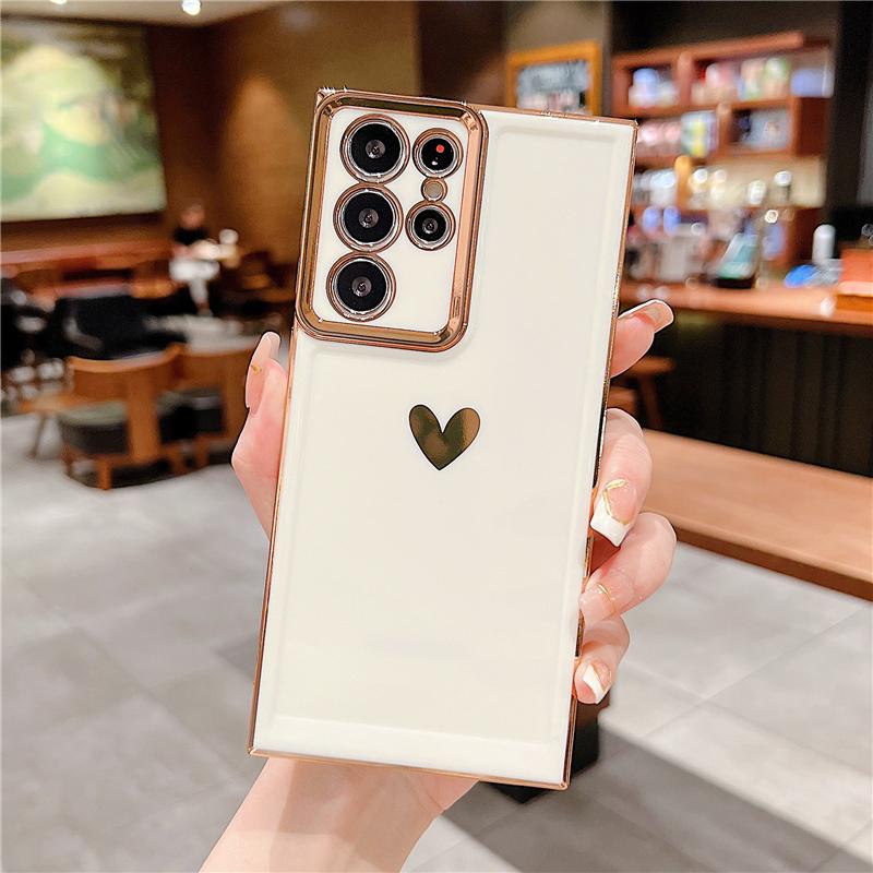 Bling Glitter Love Heart Plating Soft Case For Samsung Galaxy A53 5G S22 Ultra iPhone 14 Plus 13 Pro Max Shockproof Silicone TPU Back Cover Shell