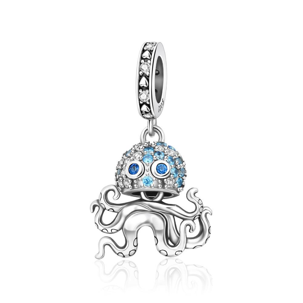 S925 Silver Ocean Fish Shaped Fashion Pendant DIY Handmade Jewelry Accessories