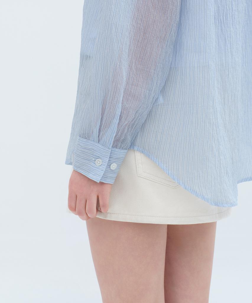 MUSINSA STANDARD WOMAN Women'S Relaxed Striped Sheer Shirt [Sky Blue]