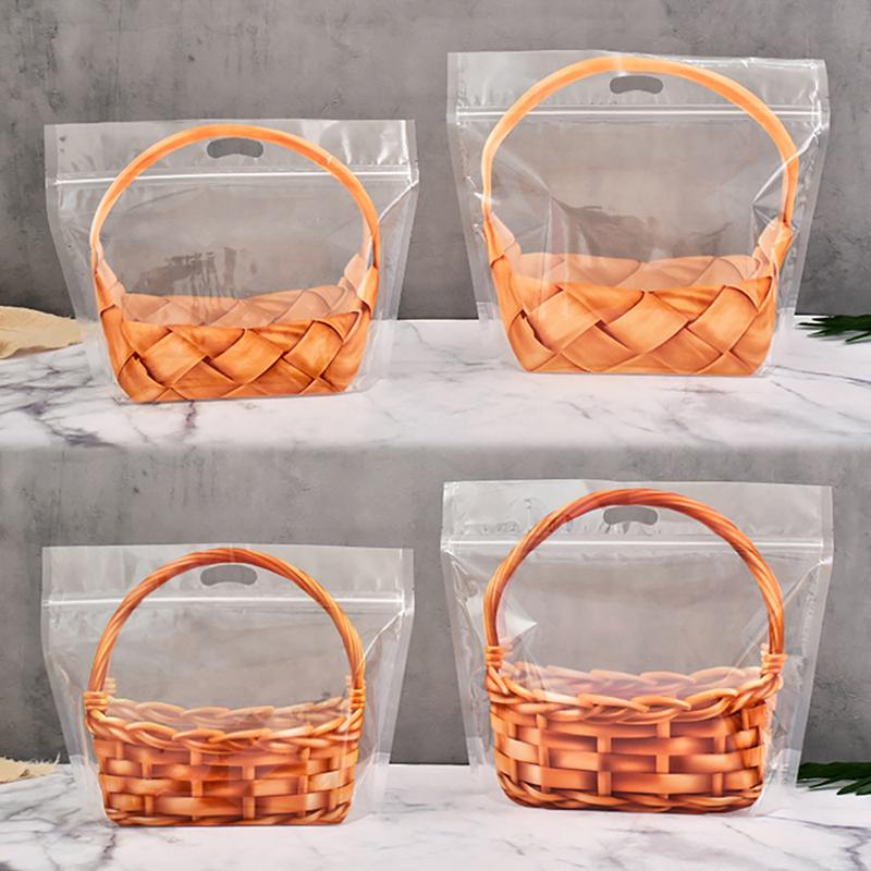10 Stück Transparente Ziplock-Beutel Groß Transparent Toastbeutel Brothalter Tragbar Selbstklebend Gebäck Lebensmittelverpackung Bäckerei Geschenk