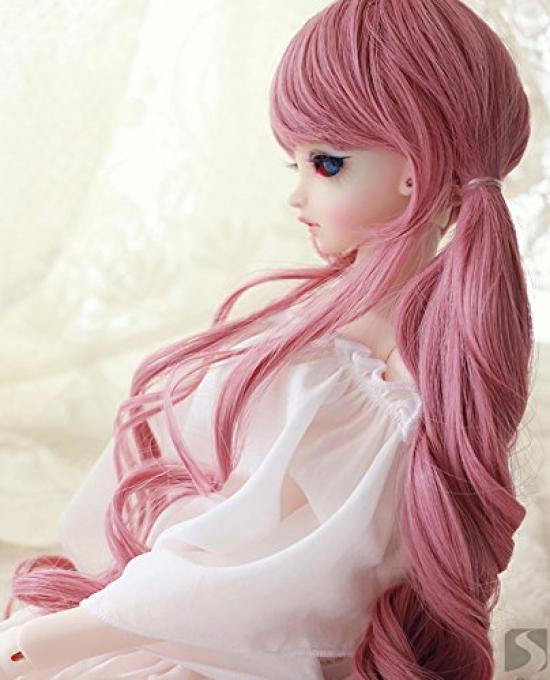 Linfairy inch Size Doll Figure Pink Blue 8-9 1/3 Wig, Wig, + (Dark Pink)