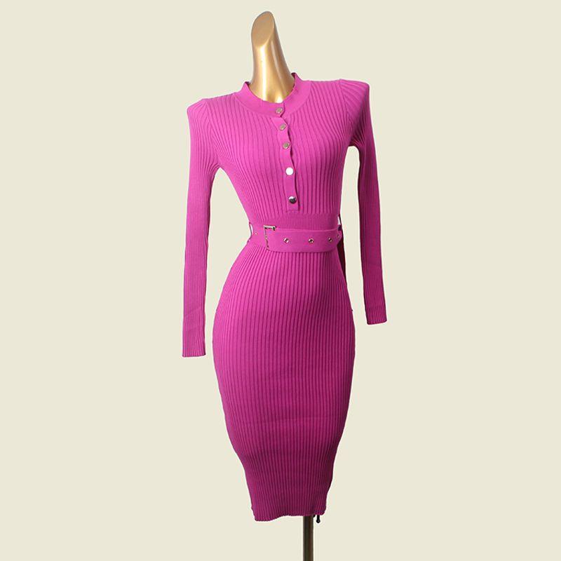 Hong Kong Style Waist-Tight Slim Looking Single-Breasted Knitted Hip Skirt Sexy Sleeveless Autumn Inner Wear Dress