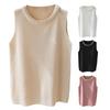 Women's Knitted Vest, Round Neck, Sleeveless, Faux Pearls Decor, Tank Tops, Slim Fit, Monochromatic, Stretchy