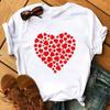T-shirt Women Neck T-shirt Women T Shirt Love Flower Half Sleeve Cartoon White Letter Aesthetic Clothes