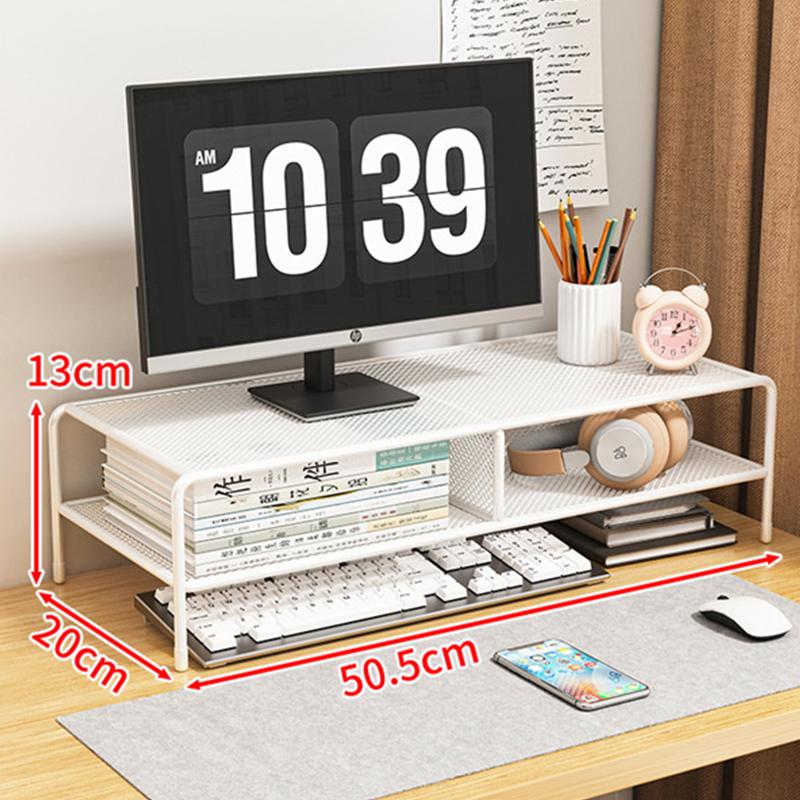 Dual Deck Computer Monitor Rising Holder Pc Screen Stand Bracket Desktop Keyboard Mouse Laptop Storage Organizer Riser Shelf
