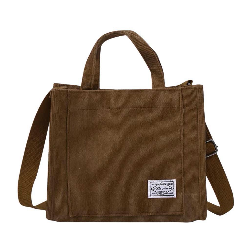 Women's  Canvas Bag Corduroy Handbag Fashion Casual Shoulder Messenger Bag