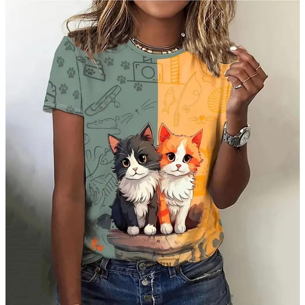 Women's T-shirt with round neck and short sleeves