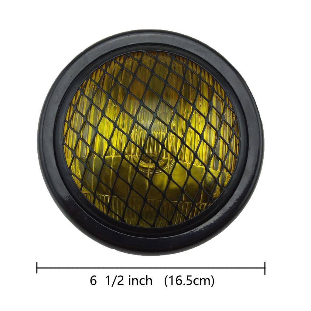 TASWK Universal Motorcycle Glass Lens Headlight, 12V, 6.5 Inch, 18 Cm (Yellow)