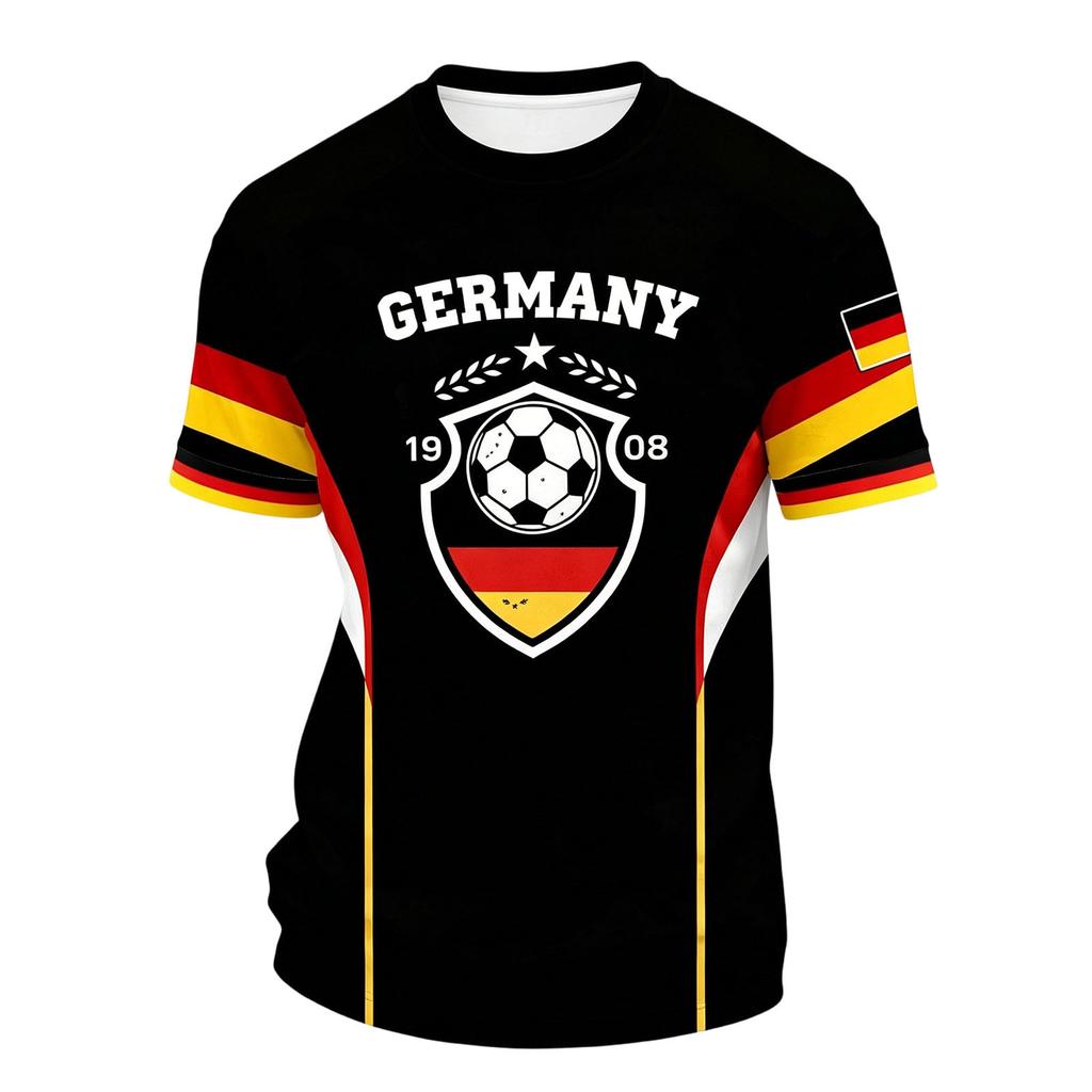 Men's Casual Printed Crew Neck Lightweight Breathable Short Sleeve Shirt Lettering Design Germany Soccer Theme