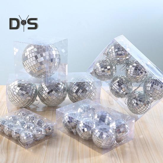 Silverspegel Discokula Ornament Reflekterande Hängande Discokula Dekorationer för 70-tals Retro Fest Jul Födelsedagar Tillbehör