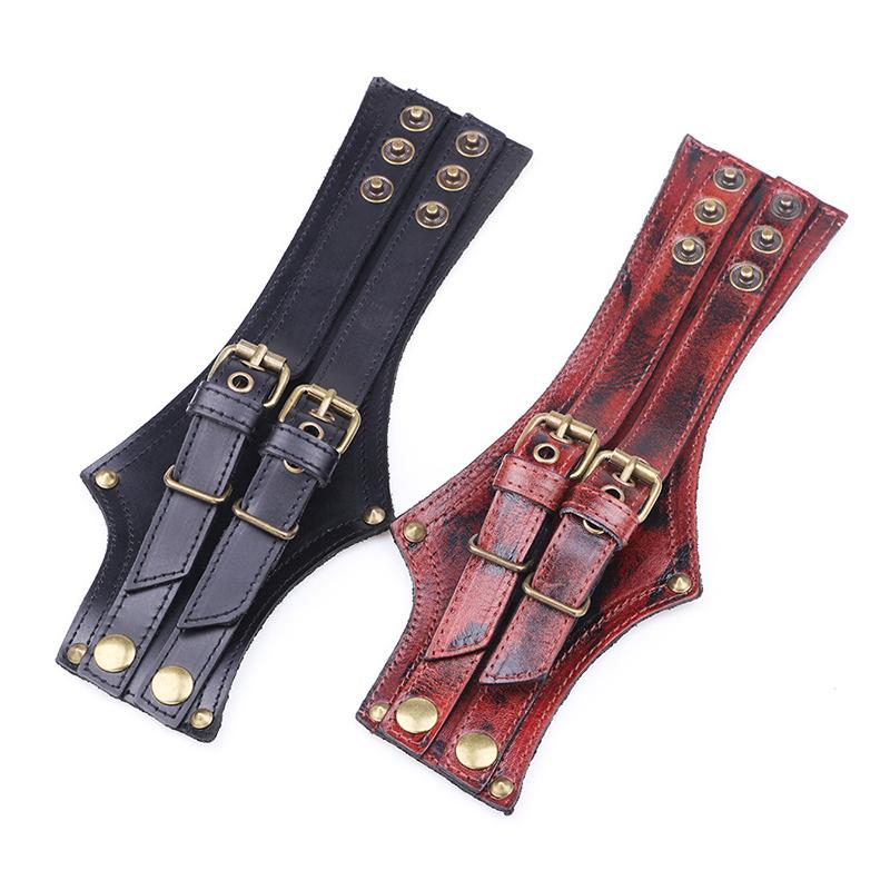 Vintage Style Men'S Wide Double-Layer Cowhide Bracelet - Fashionable Unique Adjustable Bangle