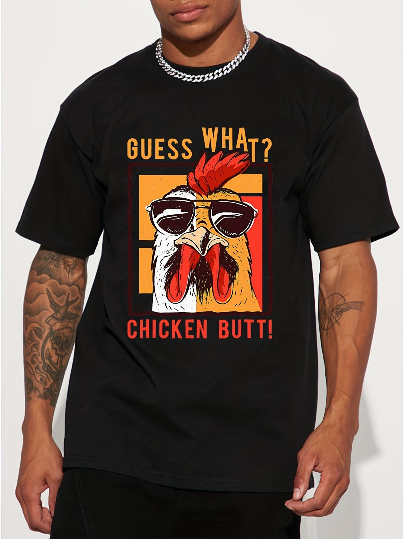 

Fuuny T-shirt GUESS WHATCHICKEN BUTT Graphic T Shirts Unisex Cotton Vintage Hip Hop Men Women Streetwear Tees Short Sleeve -... S разноцветный