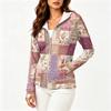 Women's Zip Up Hoodie Lightweight Long Sleeve Hooded Jacket with Pockets Floral Print Sun Protection Outerwear