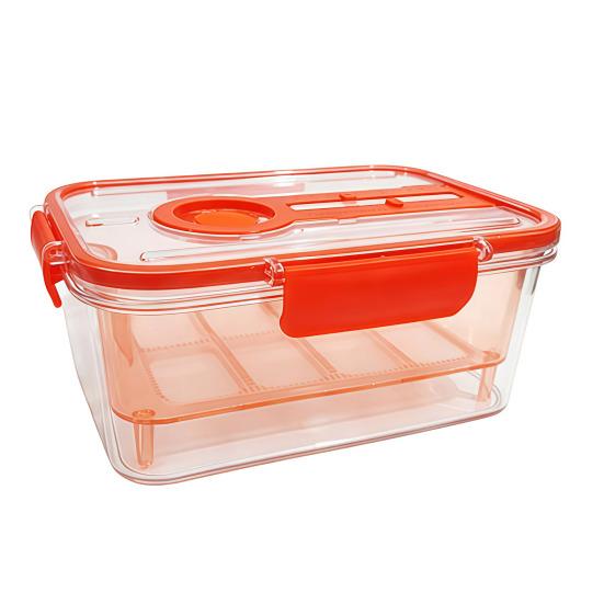 Odor Proof Storage Box Crisper Box, with Mesh Drain Strainer, Tofu Whey Greek Yogurt Maker Separation Food Container, for Fresh Fruit Vegetable
